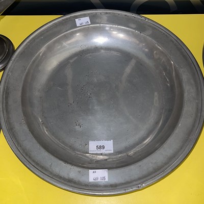 Lot 589 - An 18th century Scottish pewter basin with...