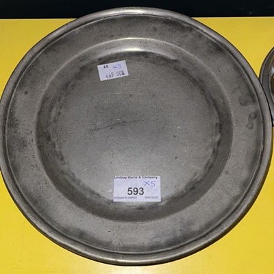 Lot 593 - Five matching 18th century pewter dinner...