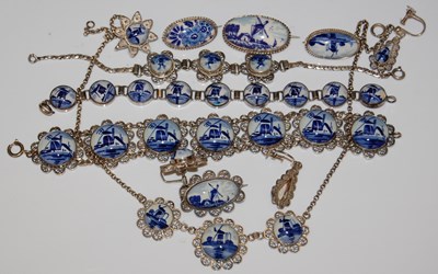 Lot 94 - A collection of white metal and Delft ceramic...