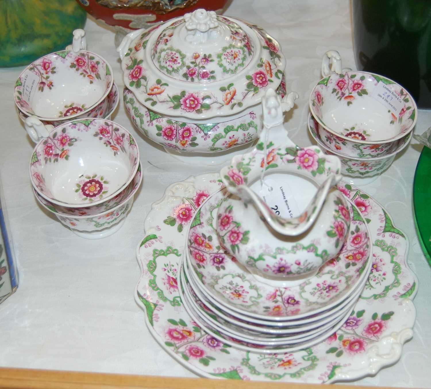 Lot 297 - A Victorian transfer printed part tea set,