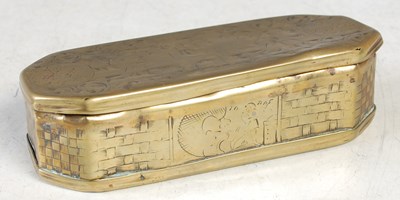Lot 123 - An 18th century Dutch brass cut-cornered...