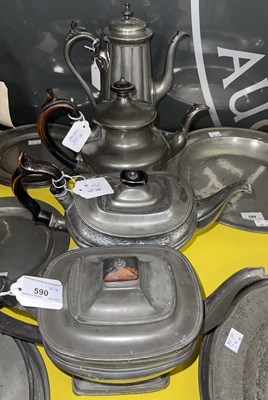 Lot 590 - A Britannia metal tall fluted tapering...