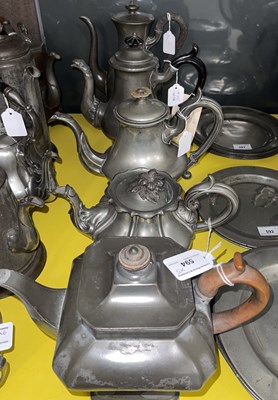Lot 594 - A Britannia metal plain baluster coffee pot...