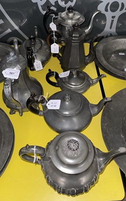 Lot 587 - A collection of Britannia metal items by James...