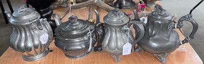 Lot 571 - A Britannia metal fluted baluster coffee pot...
