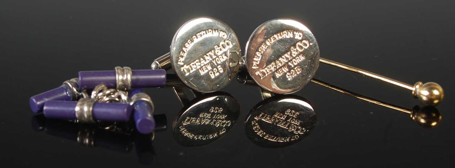Lot 60 - A pair of Tiffany & Co silver cufflinks,...