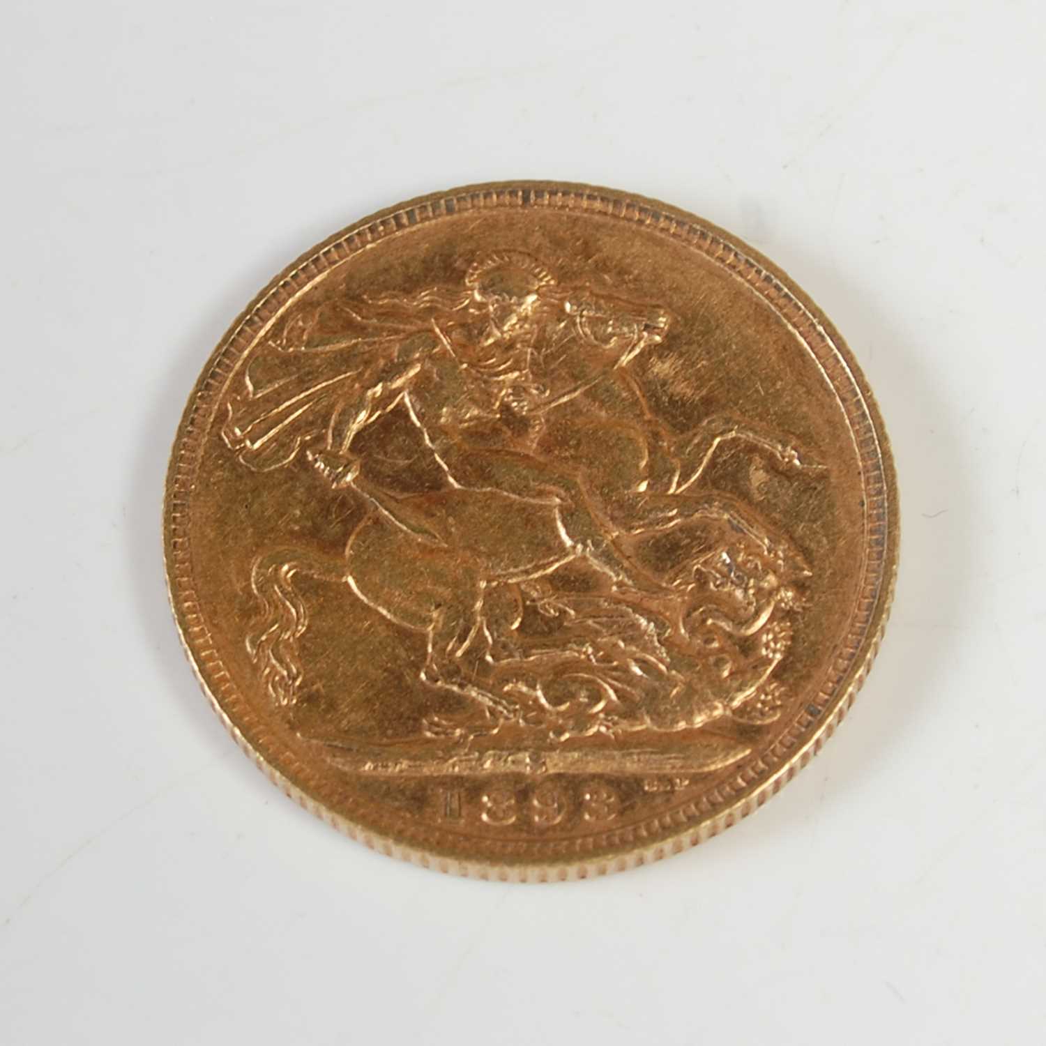 Lot 75 - A Victorian gold sovereign dated 1893.