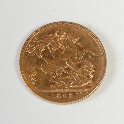 Lot 75 - A Victorian gold sovereign dated 1893.