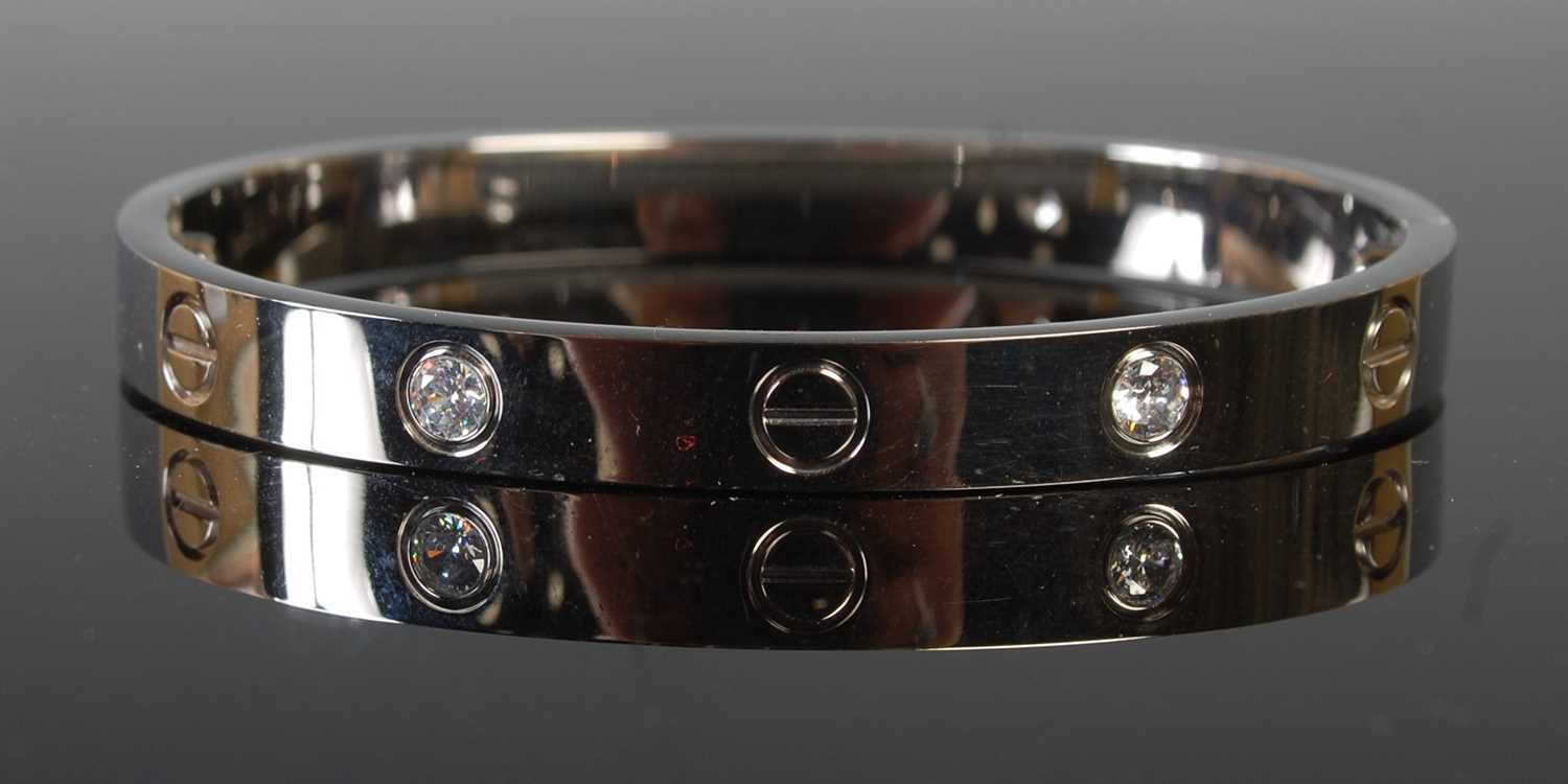 Lot 87 - A facsimile Cartier style 'Love' bracelet,...