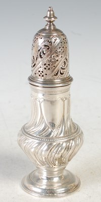 Lot 127 - An Antique London silver sugar caster, 16cm...