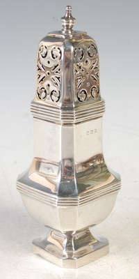 Lot 128 - A Birmingham silver sugar caster, 17.5cm high,...