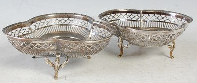 Lot 135 - A pair of Birmingham silver trefoil shaped bon...