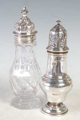 Lot 144 - A Birmingham silver sugar caster, 17cm high, 3....