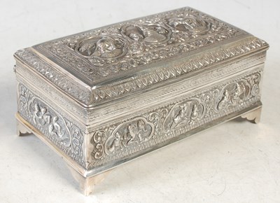 Lot 161 - An Indian white metal rectangular casket, the...