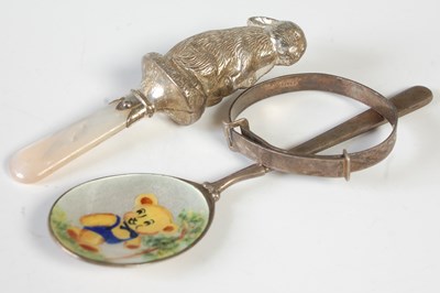 Lot 173 - A Birmingham silver and enamel spoon, the bowl...