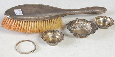 Lot 190 - A Sheffield silver backed hairbrush; a...