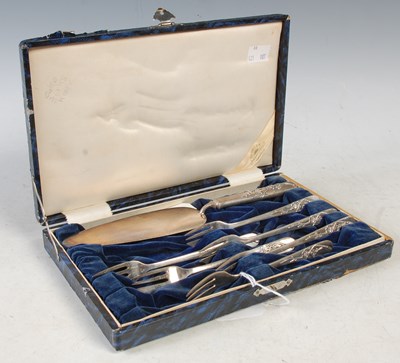 Lot 195 - A cased set of six Sterling silver dessert...