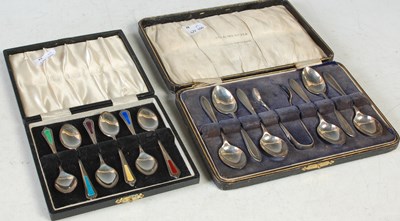 Lot 200 - A cased set of six Birmingham silver and...