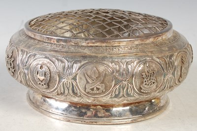 Lot 203 - An Indian white metal bowl, decorated with...