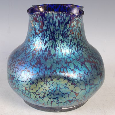 Lot 204 - A Loetz Papillion iridescent blue ground glass...