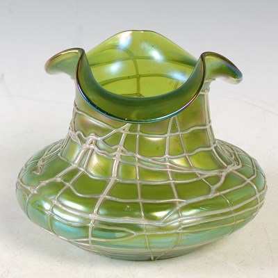 Lot 205 - An iridescent green ground glass vase,...