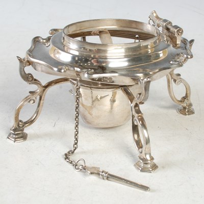 Lot 211 - A Sheffield silver kettle stand with silver...