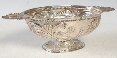 Lot 216 - A Continental silver twin handled oval bowl,...