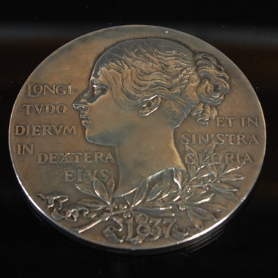 Lot 231 - A Victorian white metal cased medallion,...