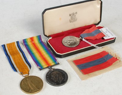 Lot 251 - A Great War group of two medals inscribed to...