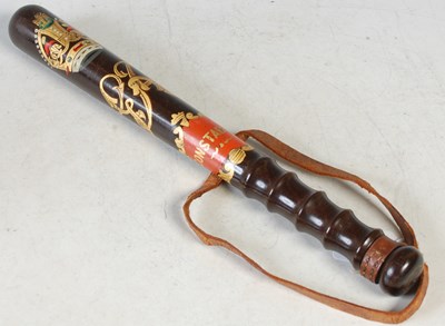 Lot 268 - A painted Constables baton with leather strap,...