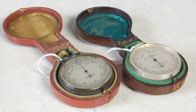 Lot 270 - A white metal cased pocket barometer,...