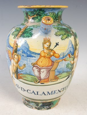 Lot 271 - A 16th century Italian Maiolica wet drug jar,...