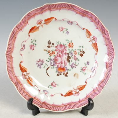 Lot 276 - A Chinese porcelain Famille Rose plate, Qing...