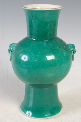 Lot 280 - A Chinese porcelain green ground monochrome...