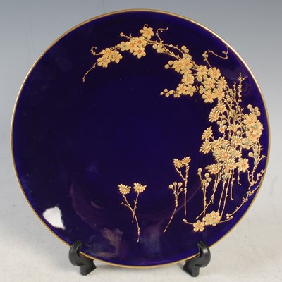 Lot 286 - A Royal Worcester cobalt blue ground cabinet...