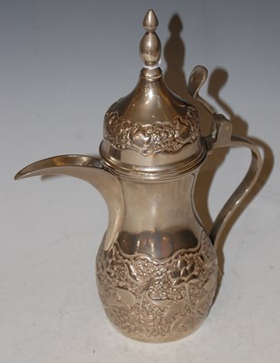 Lot 107 - Middle Eastern white metal coffee pot and...