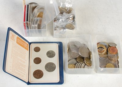 Lot 305 - A collection of assorted coins, crowns,...
