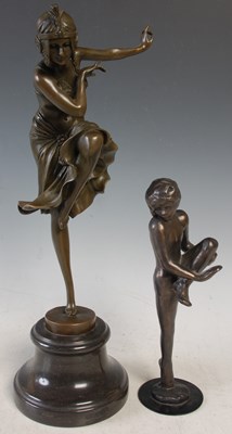 Lot 341 - After Chiparus, a bronze figure of a dancer,...