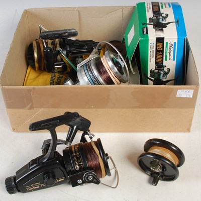 Lot 358 - A box containing four assorted spinning reels...