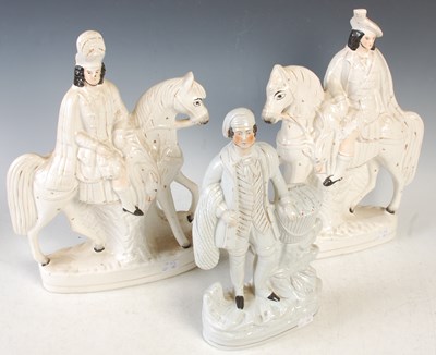 Lot 377 - A pair of Staffordshire flatback figures...