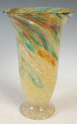 Lot 379 - A Monart glass vase, shape TC, mottled green,...
