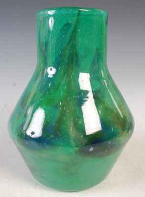 Lot 380 - A Monart glass vase, shape V, mottled green...