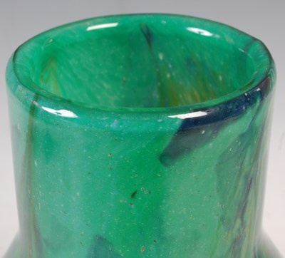 Lot 380 - A Monart glass vase, shape V, mottled green...