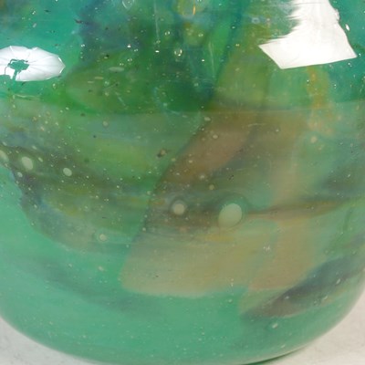 Lot 380 - A Monart glass vase, shape V, mottled green...