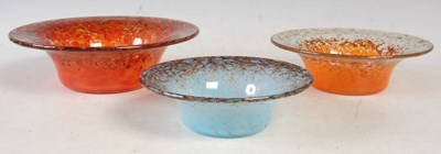 Lot 391 - Three Monart glass bowls, shape UB, the...