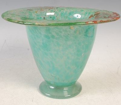 Lot 392 - A Monart glass vase, shape VF, mottled green...