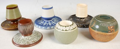 Lot 395 - A collection of six assorted ceramic vesta...