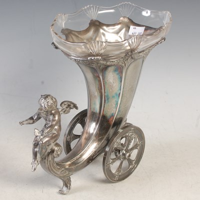 Lot 411 - A WMF pewter Cornucopia vase, modelled as a...
