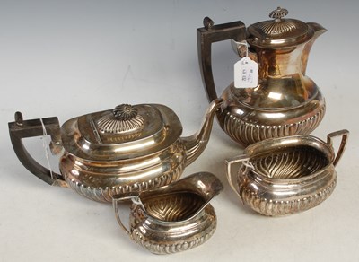 Lot 418 - A four piece electroplated teaset.