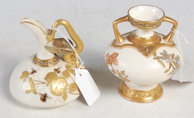 Lot 419 - A Royal Worcester ivory ground twin handled...